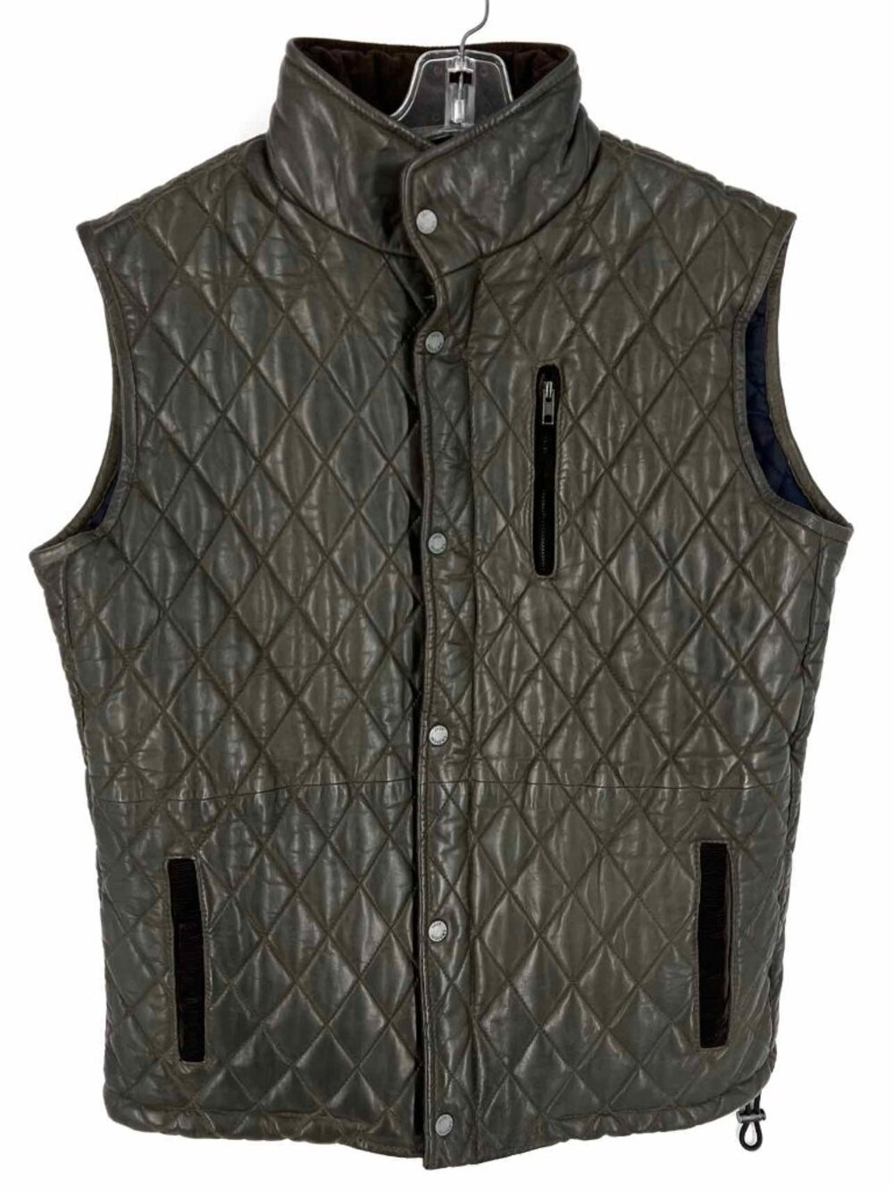 Jack Andrews Size M Dk Olive Quilted Leather Men's Vest- Men's